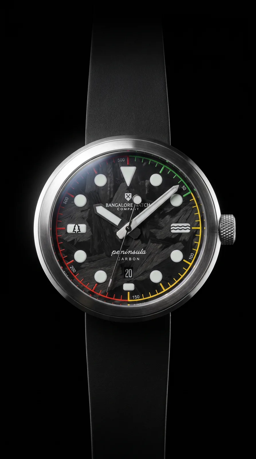 Bangalore Watch Company Peninsula Carbon on black